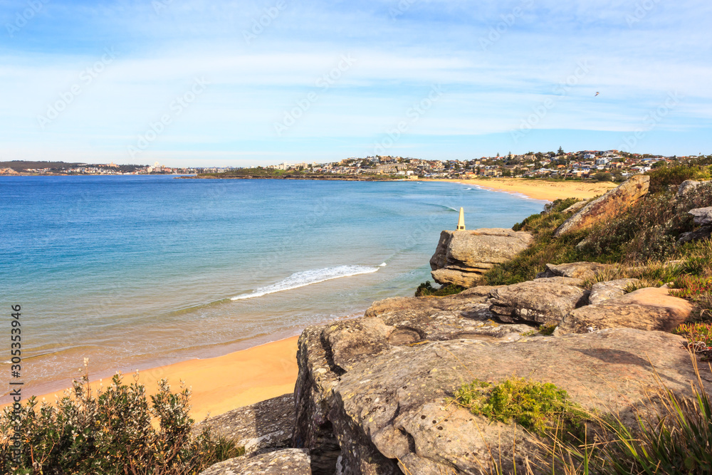 Landscape view over scenic Curl Curl beach Landscape view over scenic Curl Curl beach