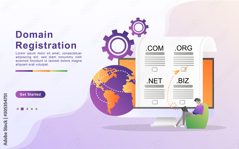 Vector illustration of registration & domain name concept with 