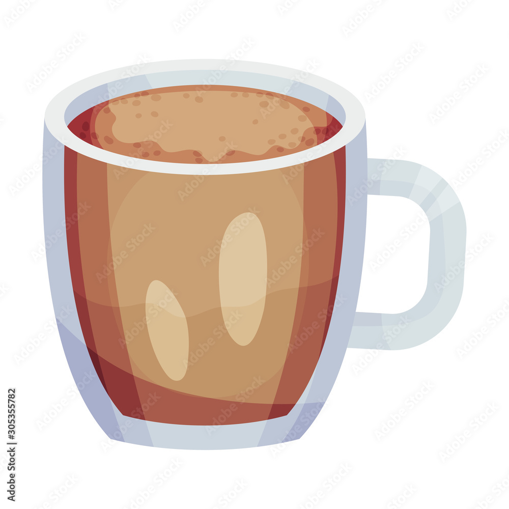 Full Glass of Hot Coffee with Dairy Cream Vector Object Full Glass of Hot Coffee with Dairy Cream Vector Object