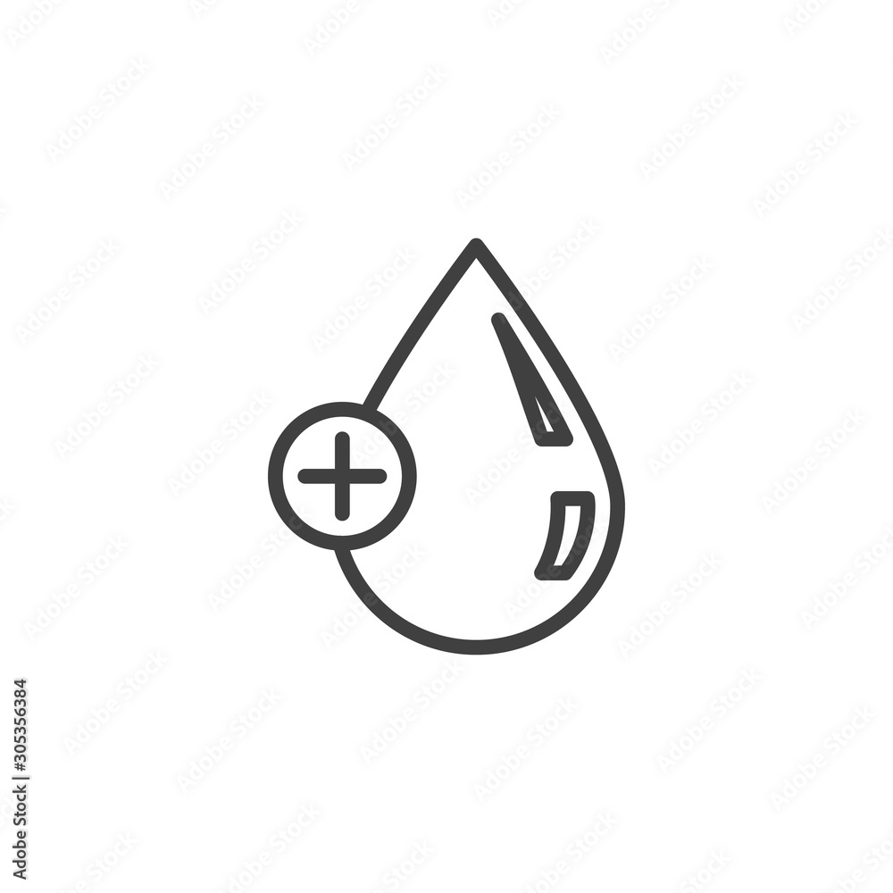 Water drop plus line icon. linear style sign for mobile concept and web design. Add water droplet outline vector icon. Symbol, logo illustration. Vector graphics Water drop plus line icon. linear style sign for mobile concept and web design. Add water droplet outline vector icon. Symbol, logo illustration. Vector graphics