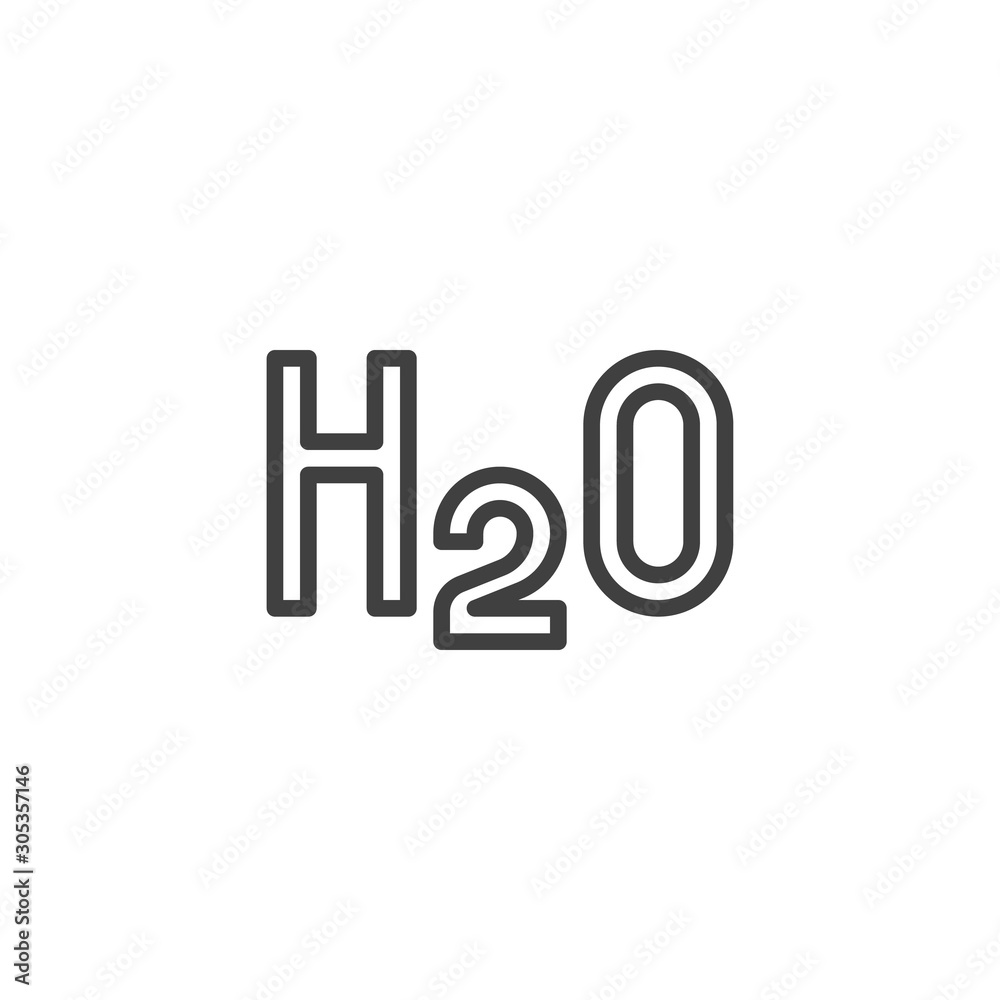 Water formula H2O line icon. linear style sign for mobile concept and web design. Chemical formula of water outline vector icon. Symbol, logo illustration. Vector graphics