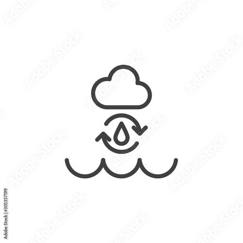 Water Cycle in Nature line icon. linear style sign for mobile concept and web design. Water drop, cloud and sea outline vector icon. Symbol, logo illustration. Vector graphics