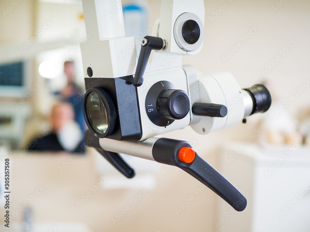 Special microscope in the ENT clinic. Medical technology