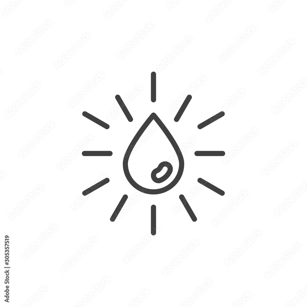 Pure water drop line icon. linear style sign for mobile concept and web design. Liquid droplet outline vector icon. Symbol, logo illustration. Vector graphics Pure water drop line icon. linear style sign for mobile concept and web design. Liquid droplet outline vector icon. Symbol, logo illustration. Vector graphics