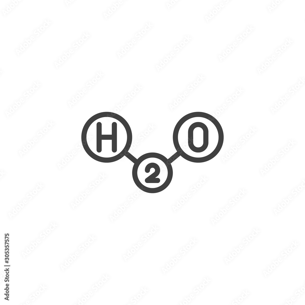 Chemical formula H2O line icon. linear style sign for mobile concept and web design. Water formula outline vector icon. Symbol, logo illustration. Vector graphics Chemical formula H2O line icon. linear style sign for mobile concept and web design. Water formula outline vector icon. Symbol, logo illustration. Vector graphics