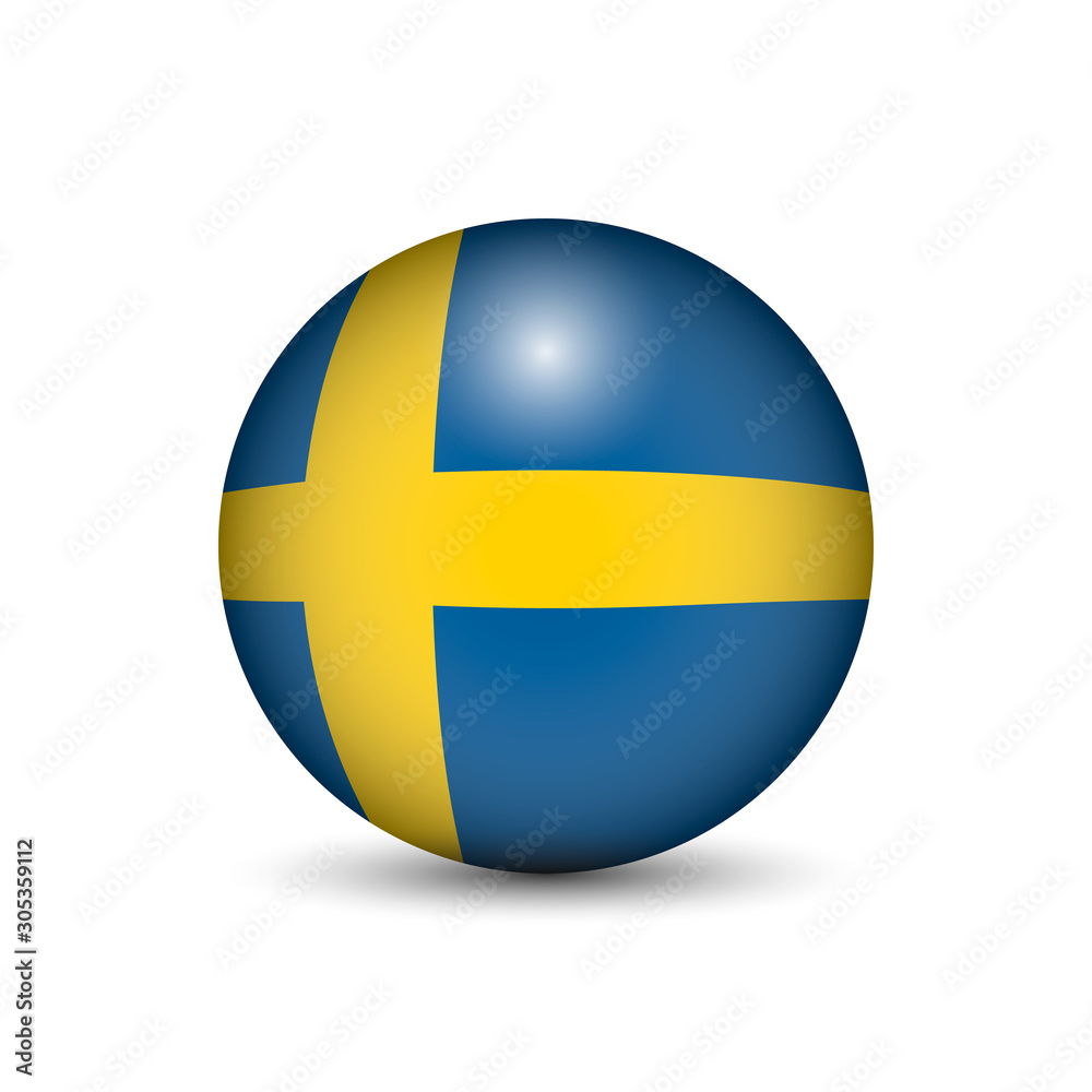 Flag of Sweden in the form of a ball isolated on white background. Flag of Sweden in the form of a ball isolated on white background.