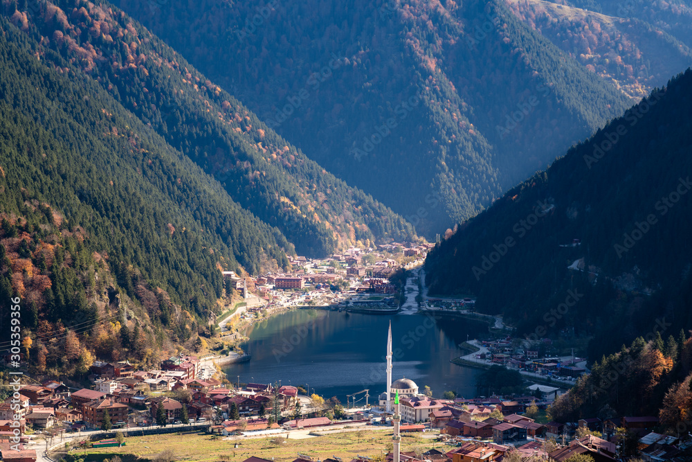 Landscape of the mountains and uzungol lake in Trabzon during Turkey travel