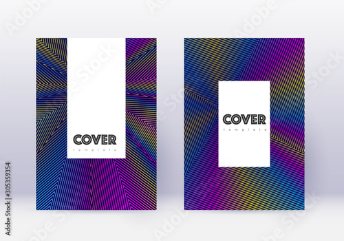 Hipster cover design template set. Rainbow abstrac