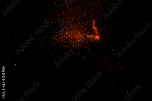 Beautiful Diwali Glowing Firecracker  fire of cracker explosion on black background