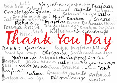 Thank you greeting card. Thanks written in different languages of the world