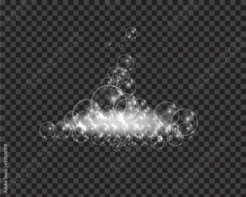 Bath foam soap with bubbles isolated vector illustration on transparent background. Shampoo and soap foam lather vector illustration.