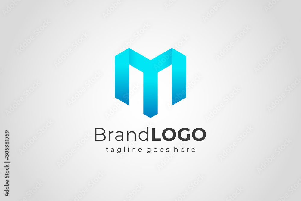 Hexagon Letter M Construction Architecture Building Logo. Flat Vector Logo Design Template Element