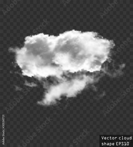 Cloud shape vector, realistic single cloud