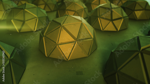 Array of futuristic green s...