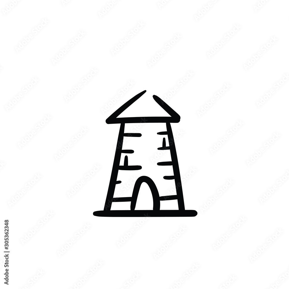 Hand drawn tower. Simple vector icon Hand drawn tower. Simple vector icon