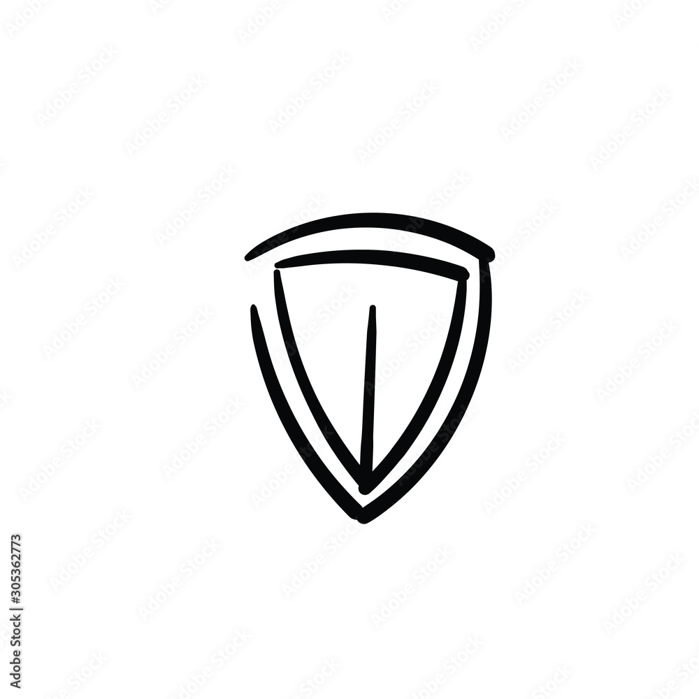 Hand drawn shield. Simple vector icon Hand drawn shield. Simple vector icon