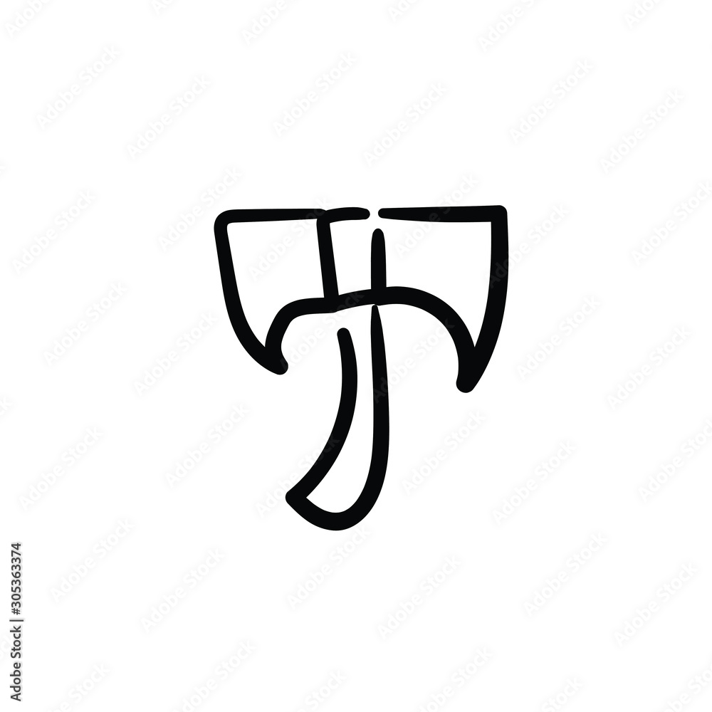 Hand drawn axe. Simple vector icon Hand drawn axe. Simple vector icon