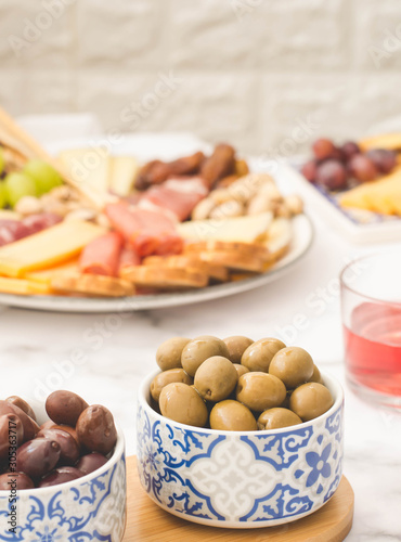 Olives served in a bowl. Appetizer
