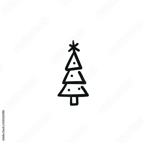 Hand drawn pine. Simple vector icon