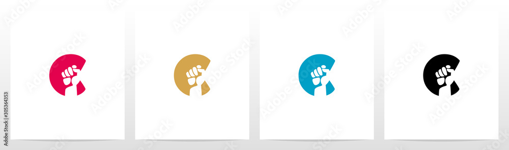 Fist Inside Letter Logo Design C