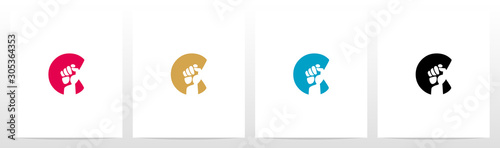 Fist Inside Letter Logo Design C