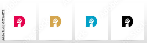 Fist Inside Letter Logo Design D
