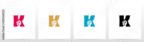 Fist Inside Letter Logo Design K