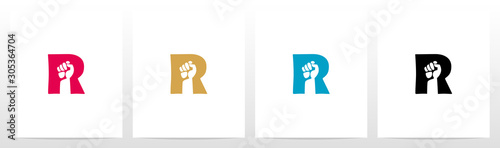 Photo Fist Inside Letter Logo Design R