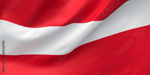 National Fabric Wave Closeup Flag of Austria