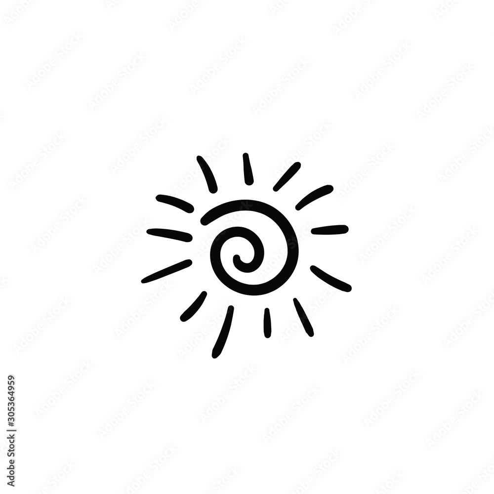 Hand drawn sun. Simple vector icon Hand drawn sun. Simple vector icon
