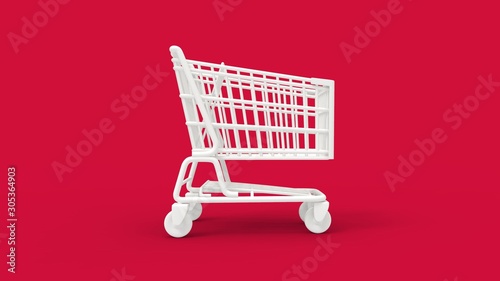 Leinwand Poster 3d rendering of a shopping cart isolated in a studio background