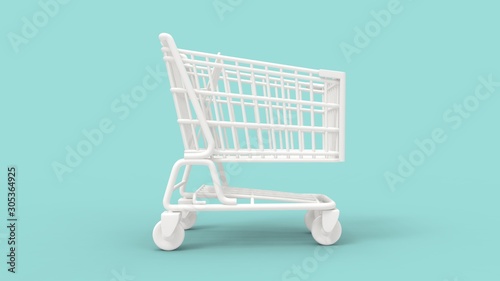 Φωτογραφία 3d rendering of a shopping cart isolated in a studio background