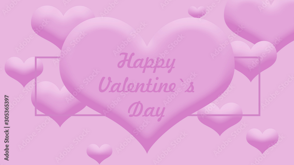 Beautiful pink valentines day card with hearts