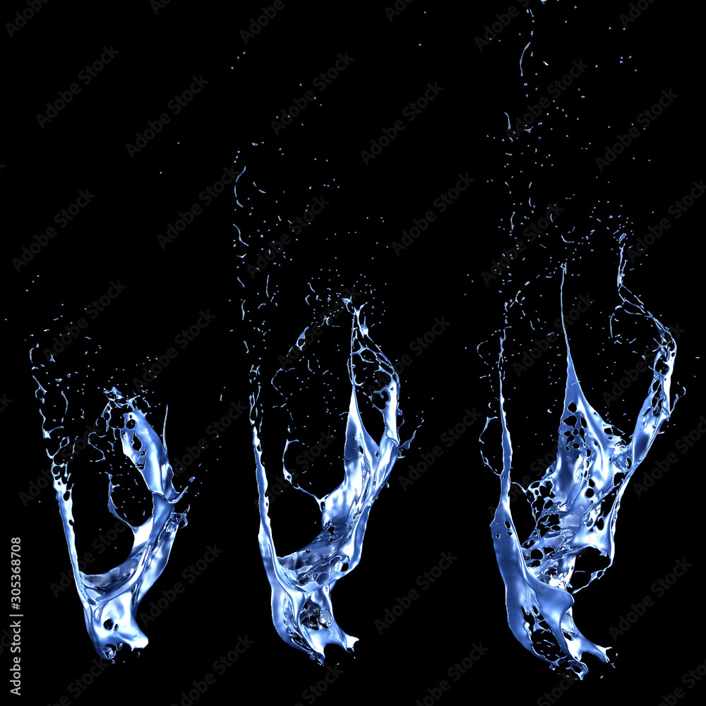 Splash fluid. 3d illustration, 3d rendering.