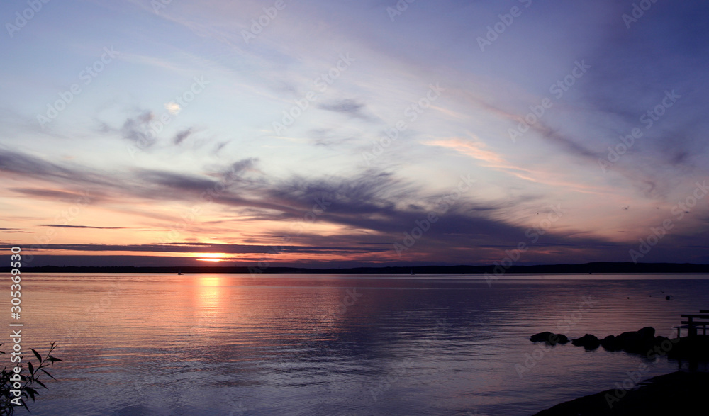 A Beautiful Sunset over Lake Roxen, Sweden
