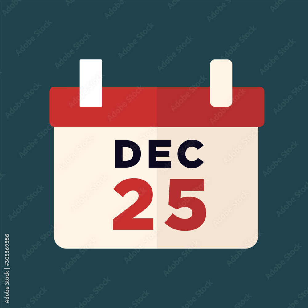Fototapeta premium calendar date 25th december, christmas day. flat design isolated vector icon illustration