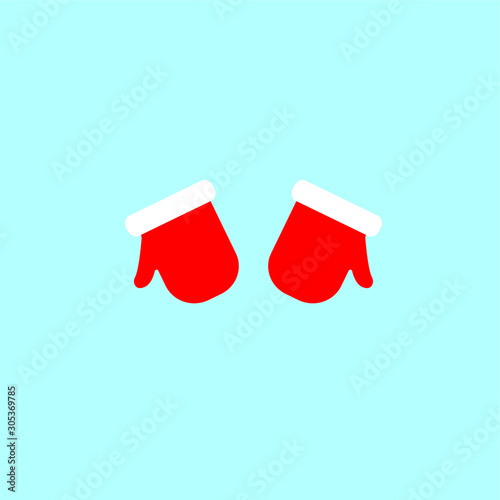 Christmas glove icon set on blue background vector illustration flat design - Vector