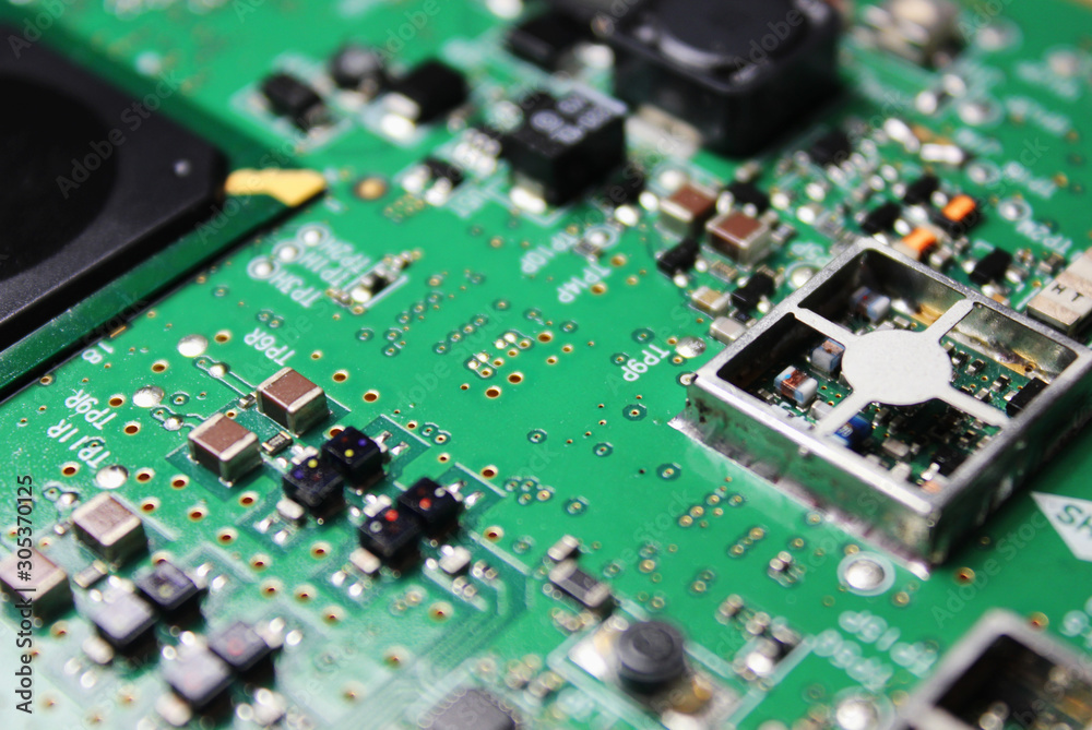 Closeup of electronic circuit board or PCB printed circuit board Closeup of electronic circuit board or PCB printed circuit board