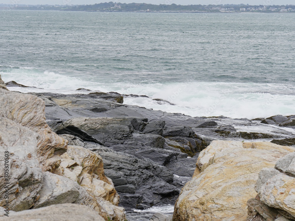 Rocky shores and limestone by the ocean Rocky shores and limestone by the ocean