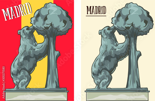 The Statue of the Bear and the Strawberry Tree stock illustration
