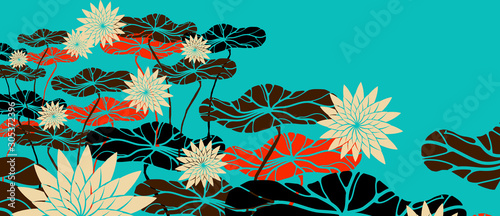 japan background lotus pond blue brown