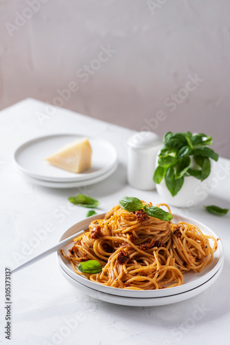 Italian pasta with dried tomatoes