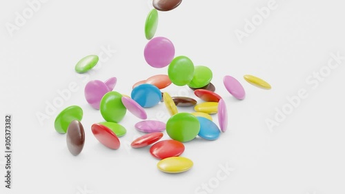 Candy falling on to table in slow motion