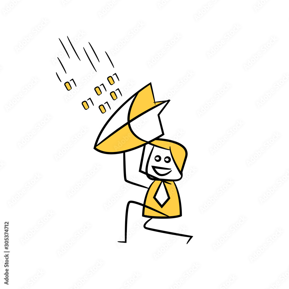 businessman using shield protect falling binary number yellow stick figure businessman using shield protect falling binary number yellow stick figure