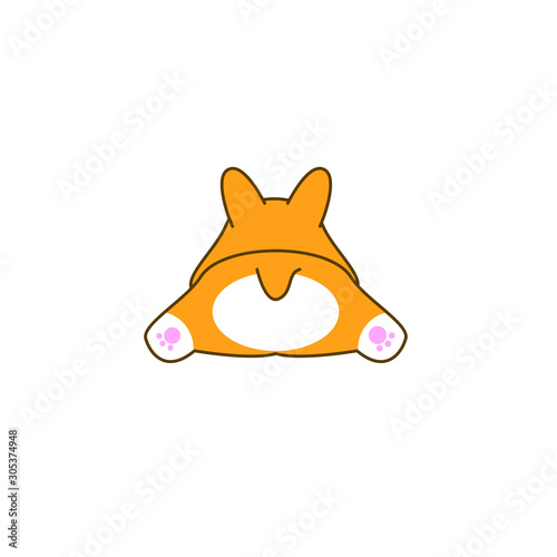 cute corgi dog logo icon design vector illustration