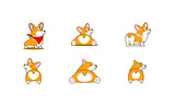 set of cute corgi dog logo icon design vector illustration