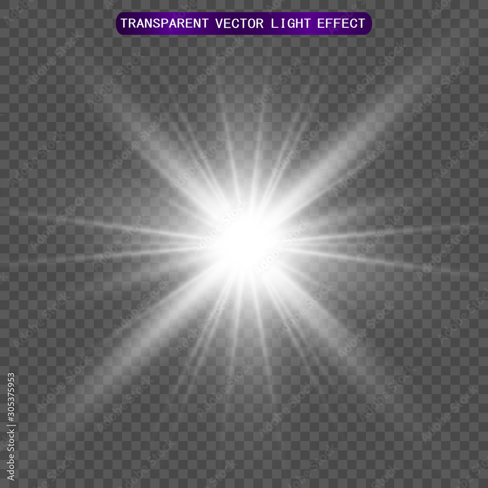 Obraz premium White beautiful light explodes in a transparent explosion. Vector, bright illustration for the perfect effect with sparkles. Bright Star. Transparent glitter shine gradient, bright flash.