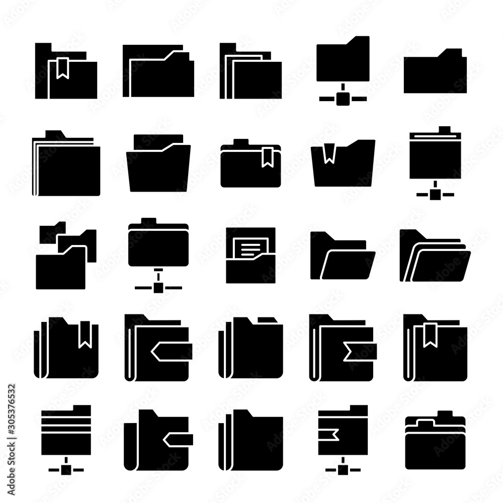 folder and archive icons set vector folder and archive icons set vector
