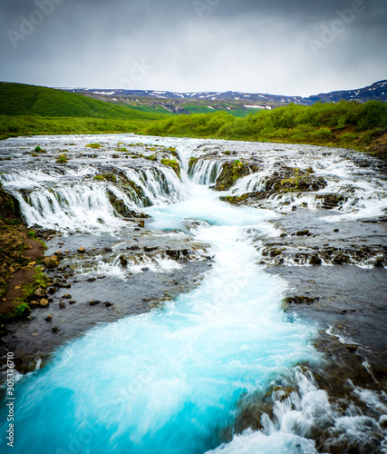Fototapeta Naklejka Na Ścianę i Meble -  Blue Bruarfoss waterfalls in iceland