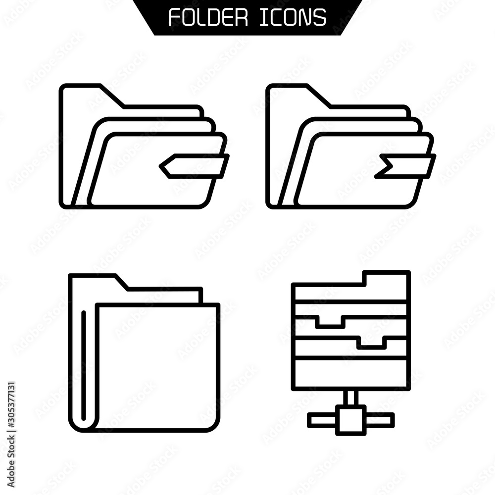 folder and archive icons set line vector folder and archive icons set line vector